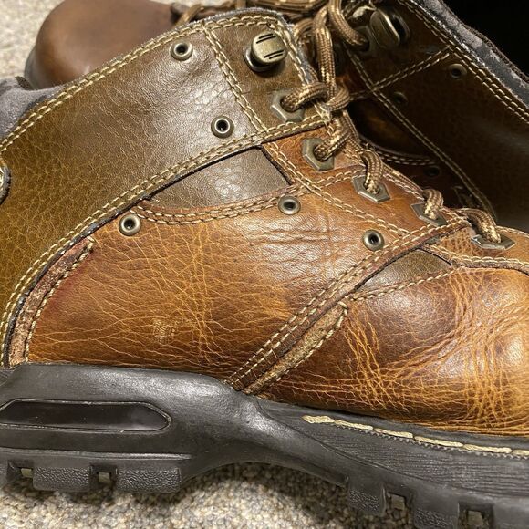 Vintage GBX Work Wear Boots Men 10.5 EU EU 44 Brown Leather Steel Toe Lug Sole - Picture 11 of 14